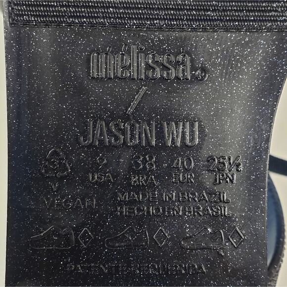 Melissa x Jason Wu Womens 9 Ophelia Low Sandal in Dark Blue Glitter NEW - Picture 10 of 12